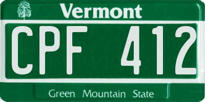 VT license plate CPF412