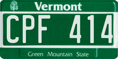 VT license plate CPF414