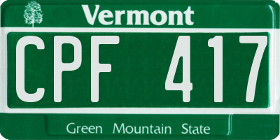 VT license plate CPF417