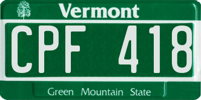 VT license plate CPF418