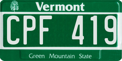 VT license plate CPF419