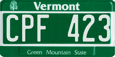 VT license plate CPF423