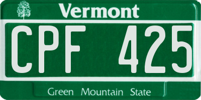 VT license plate CPF425