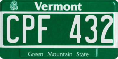 VT license plate CPF432