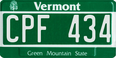 VT license plate CPF434