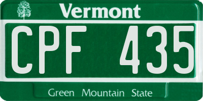 VT license plate CPF435