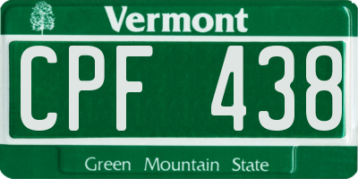 VT license plate CPF438