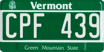 VT license plate CPF439