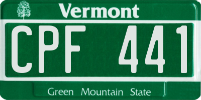 VT license plate CPF441