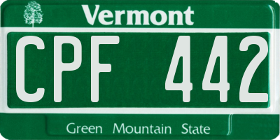 VT license plate CPF442