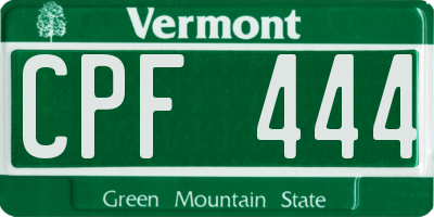 VT license plate CPF444
