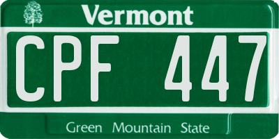 VT license plate CPF447