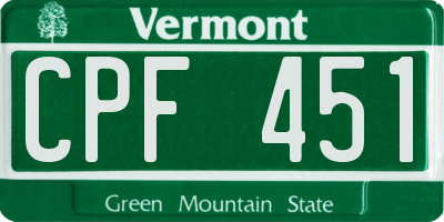 VT license plate CPF451