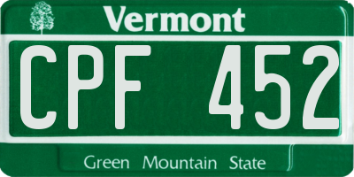 VT license plate CPF452