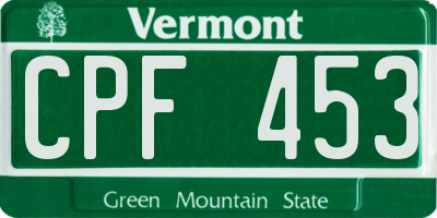 VT license plate CPF453