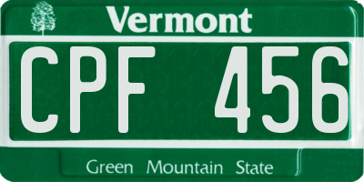 VT license plate CPF456