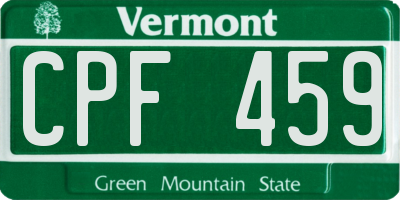 VT license plate CPF459