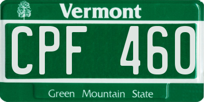 VT license plate CPF460