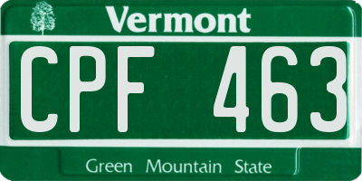 VT license plate CPF463