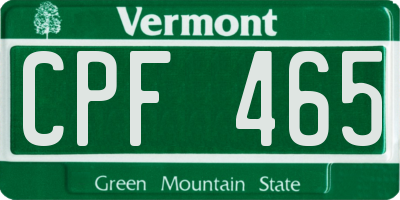 VT license plate CPF465