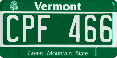 VT license plate CPF466