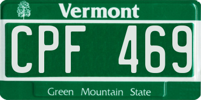 VT license plate CPF469