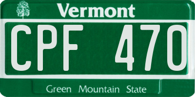 VT license plate CPF470