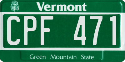 VT license plate CPF471
