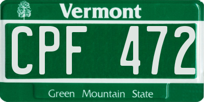 VT license plate CPF472