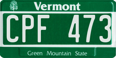 VT license plate CPF473