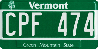 VT license plate CPF474