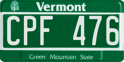 VT license plate CPF476