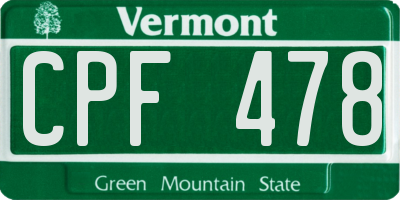 VT license plate CPF478