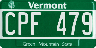 VT license plate CPF479