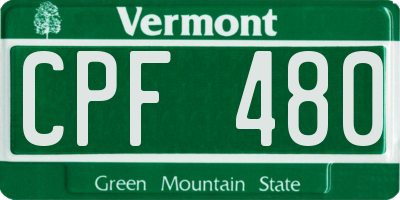 VT license plate CPF480