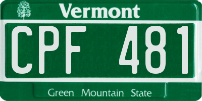 VT license plate CPF481