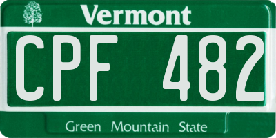 VT license plate CPF482