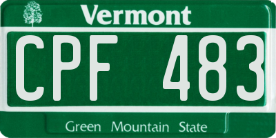 VT license plate CPF483
