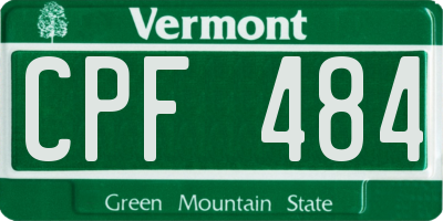 VT license plate CPF484