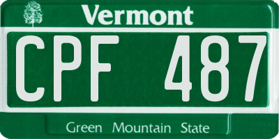 VT license plate CPF487