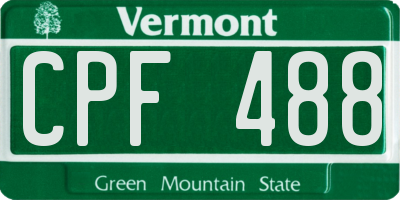 VT license plate CPF488