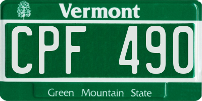VT license plate CPF490