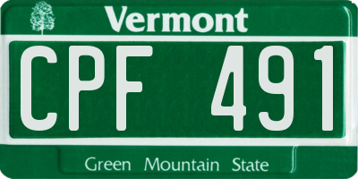 VT license plate CPF491