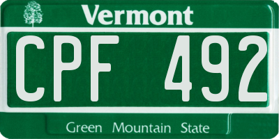 VT license plate CPF492