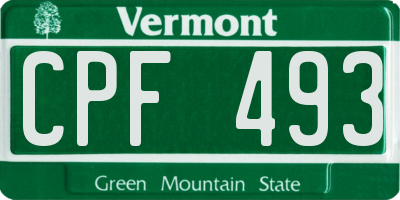 VT license plate CPF493