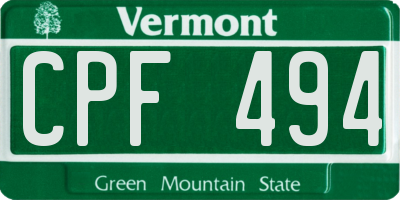 VT license plate CPF494