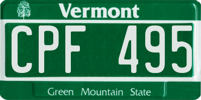 VT license plate CPF495