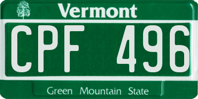 VT license plate CPF496