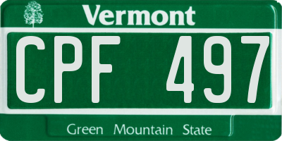 VT license plate CPF497