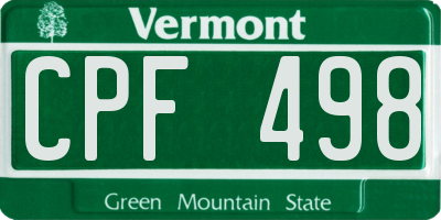 VT license plate CPF498